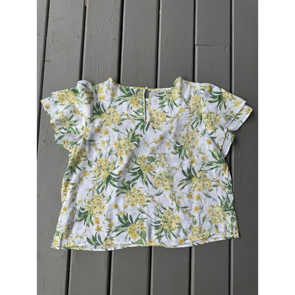 Counterparts Women Yellow Floral Top Summer Resort Lightweight XL - Picture 5 of 7